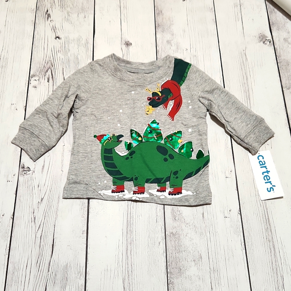 NWT Carters 3 months Dinosaurs Christmas/Winter Long sleeve top